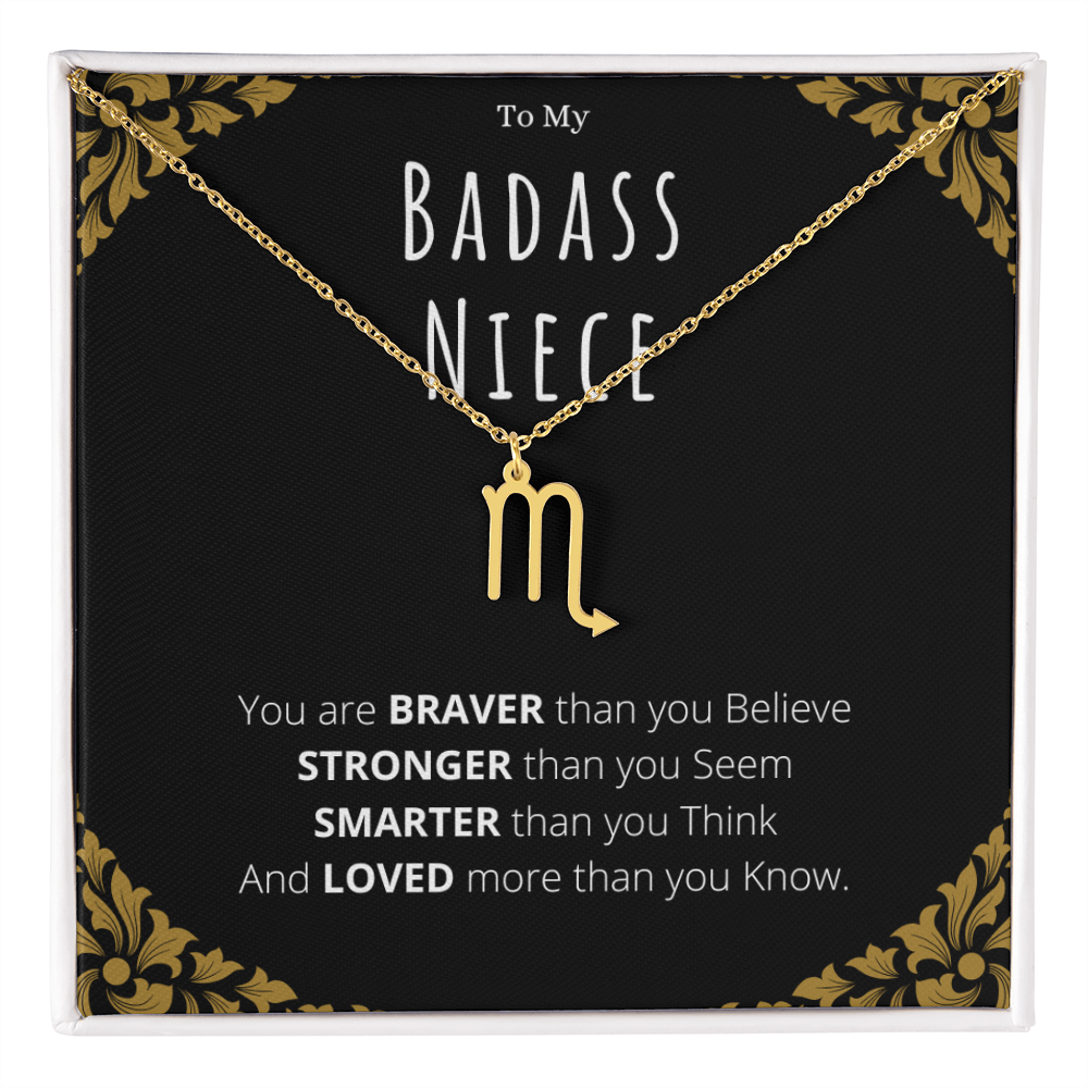 Badass Niece Gifts From Uncle Zodiac Name Necklace Christmas Present Birthday Jewelry Gift For Niece by Best Gifts 305