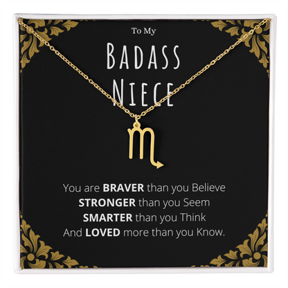 Badass Niece Gifts From Uncle Zodiac Name Necklace Christmas Present Birthday Jewelry Gift For Niece by Best Gifts 305