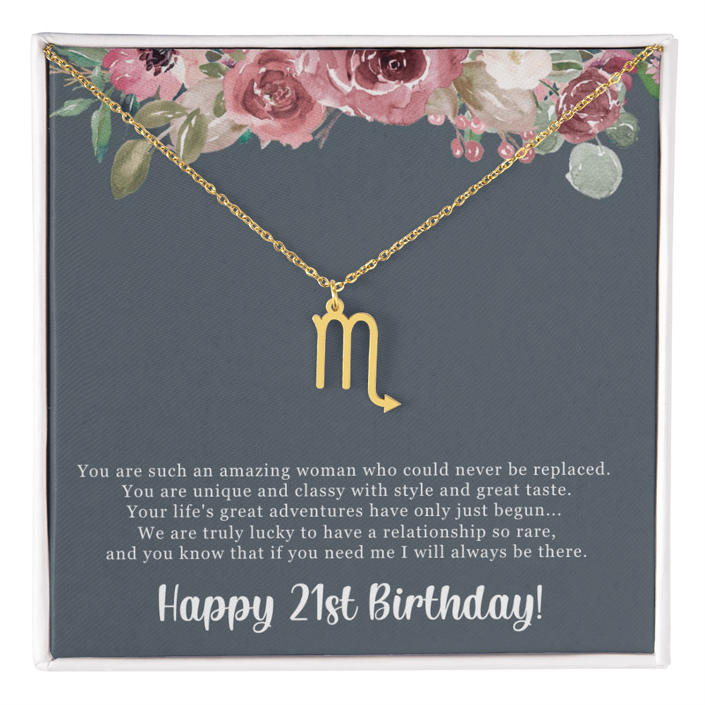 Birthday Gift For Her, Happy 21st Birthday, 21st Birthday, You Are Such An Amazing Woman - Zodiac Name Necklace With Sweet Greeting Card by Best Gifts 305