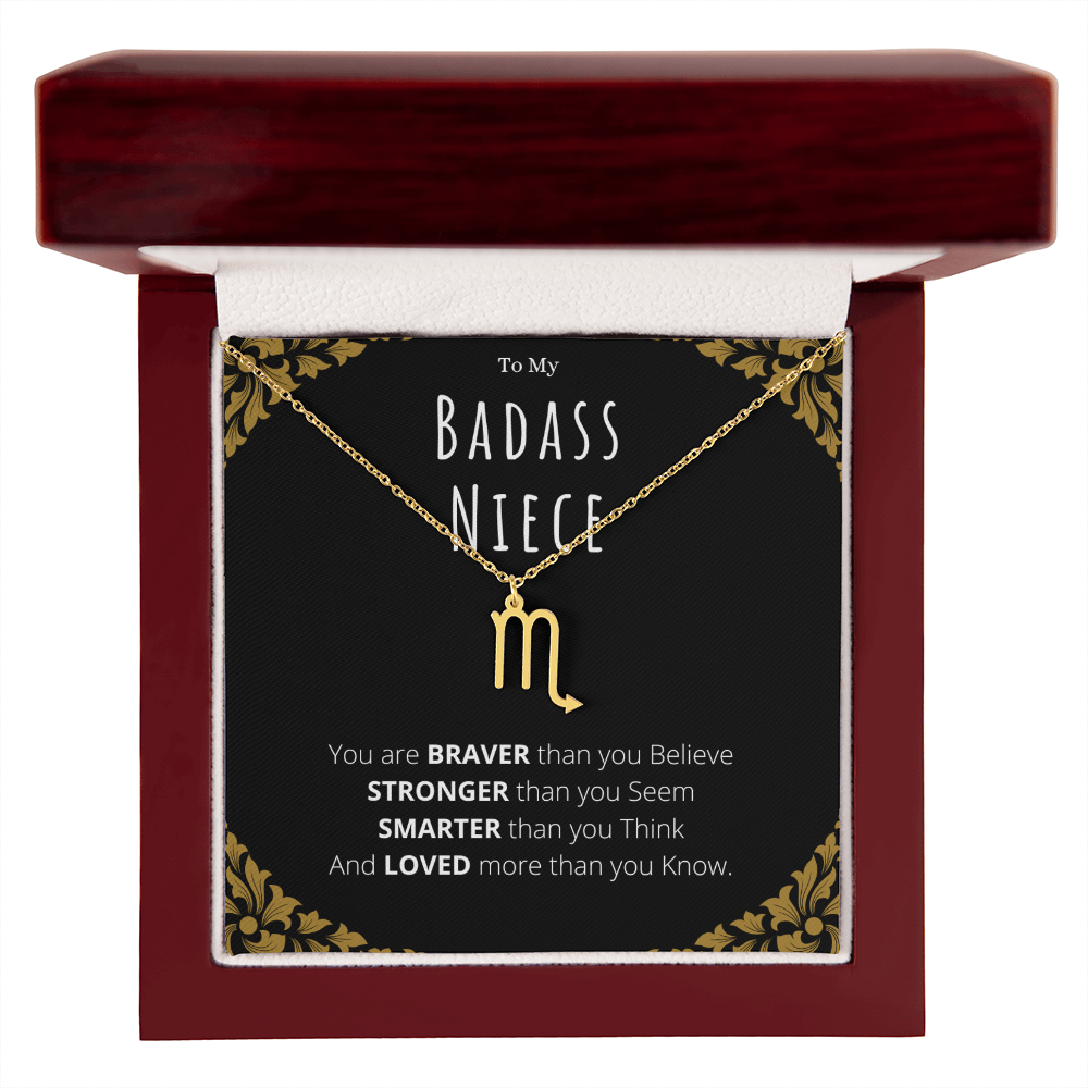 Badass Niece Gifts From Uncle Zodiac Name Necklace Christmas Present Birthday Jewelry Gift For Niece by Best Gifts 305