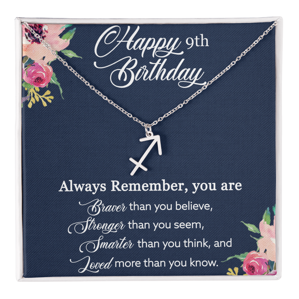 Custom Zodiac Necklace for 9-Year-Old Girl – Personalized Birthday Jewelry Gift from Mom to Daughter – Adjustable Astrological Pendant Necklace with Inspirational Quote, Birthday Gift for Her by Best Gifts 305