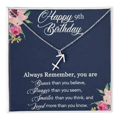 Custom Zodiac Necklace for 9-Year-Old Girl – Personalized Birthday Jewelry Gift from Mom to Daughter – Adjustable Astrological Pendant Necklace with Inspirational Quote, Birthday Gift for Her by Best Gifts 305