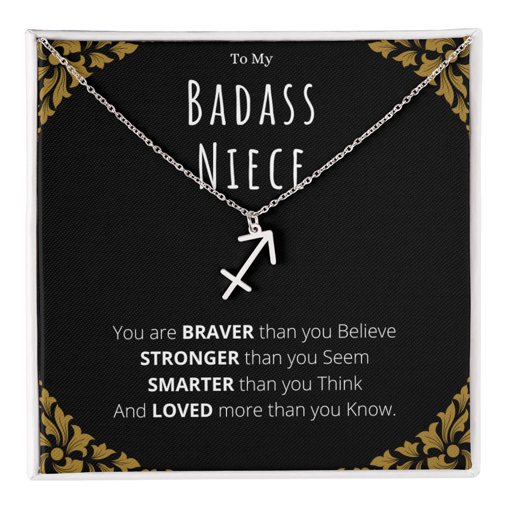 Badass Niece Gifts From Uncle Zodiac Name Necklace Christmas Present Birthday Jewelry Gift For Niece by Best Gifts 305