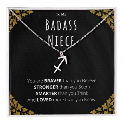 Badass Niece Gifts From Uncle Zodiac Name Necklace Christmas Present Birthday Jewelry Gift For Niece by Best Gifts 305