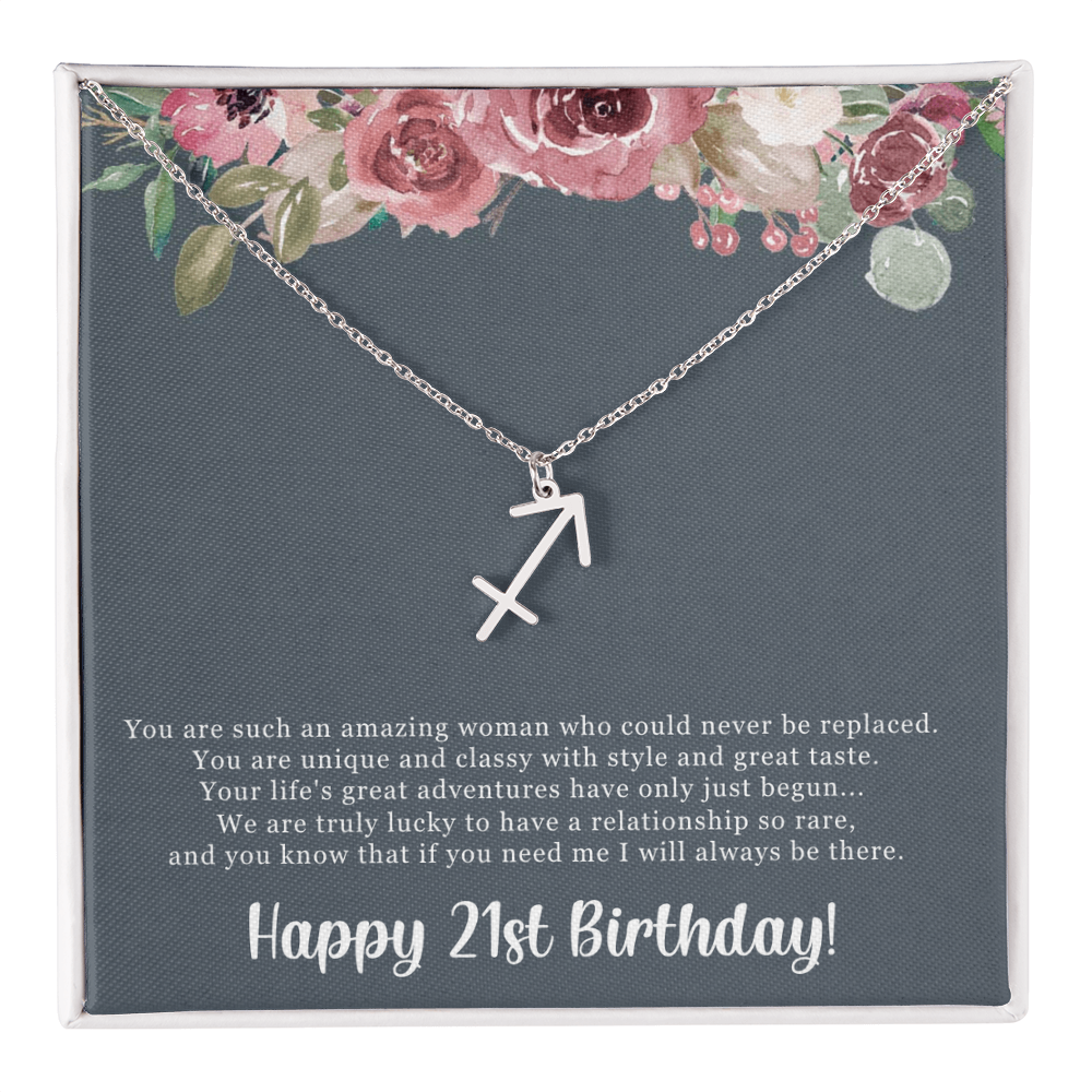 Birthday Gift For Her, Happy 21st Birthday, 21st Birthday, You Are Such An Amazing Woman - Zodiac Name Necklace With Sweet Greeting Card by Best Gifts 305