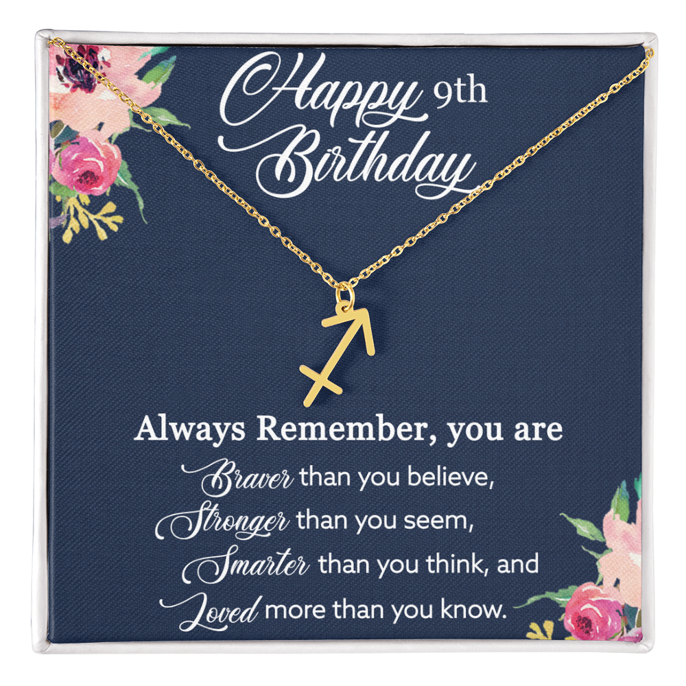 Custom Zodiac Necklace for 9-Year-Old Girl – Personalized Birthday Jewelry Gift from Mom to Daughter – Adjustable Astrological Pendant Necklace with Inspirational Quote, Birthday Gift for Her by Best Gifts 305