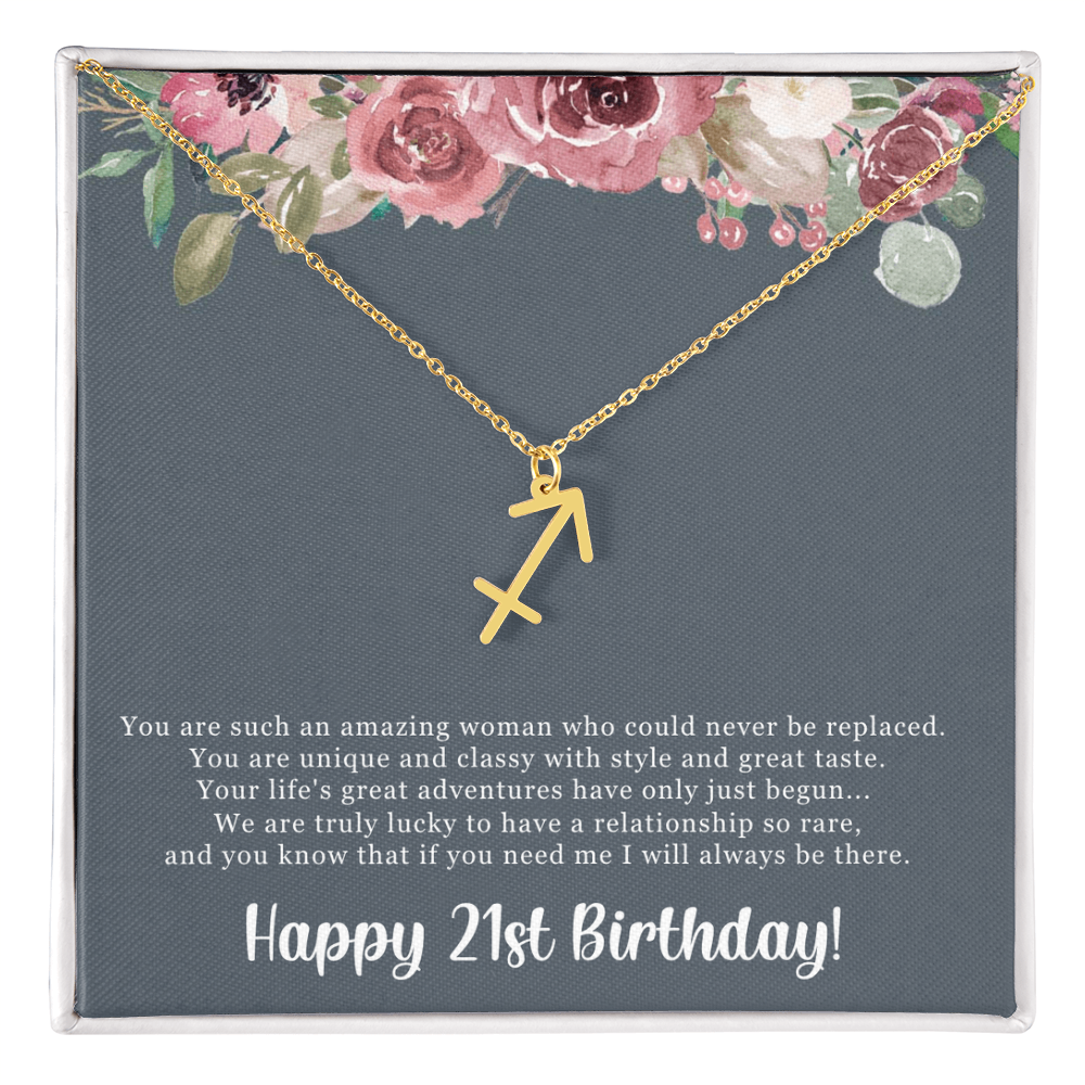 Birthday Gift For Her, Happy 21st Birthday, 21st Birthday, You Are Such An Amazing Woman - Zodiac Name Necklace With Sweet Greeting Card by Best Gifts 305