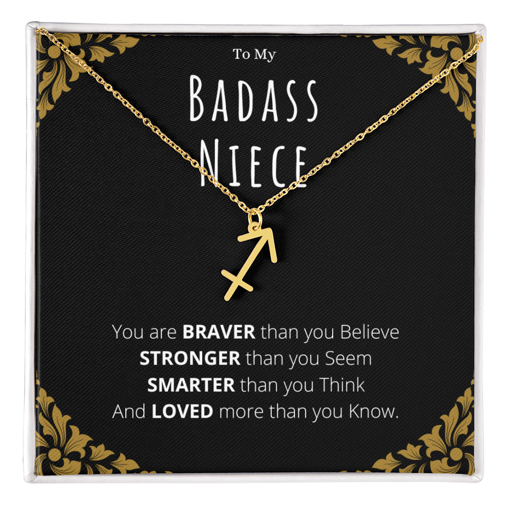 Badass Niece Gifts From Uncle Zodiac Name Necklace Christmas Present Birthday Jewelry Gift For Niece by Best Gifts 305