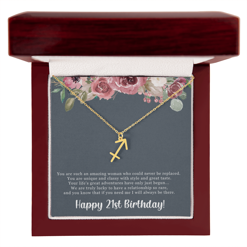 Birthday Gift For Her, Happy 21st Birthday, 21st Birthday, You Are Such An Amazing Woman - Zodiac Name Necklace With Sweet Greeting Card by Best Gifts 305