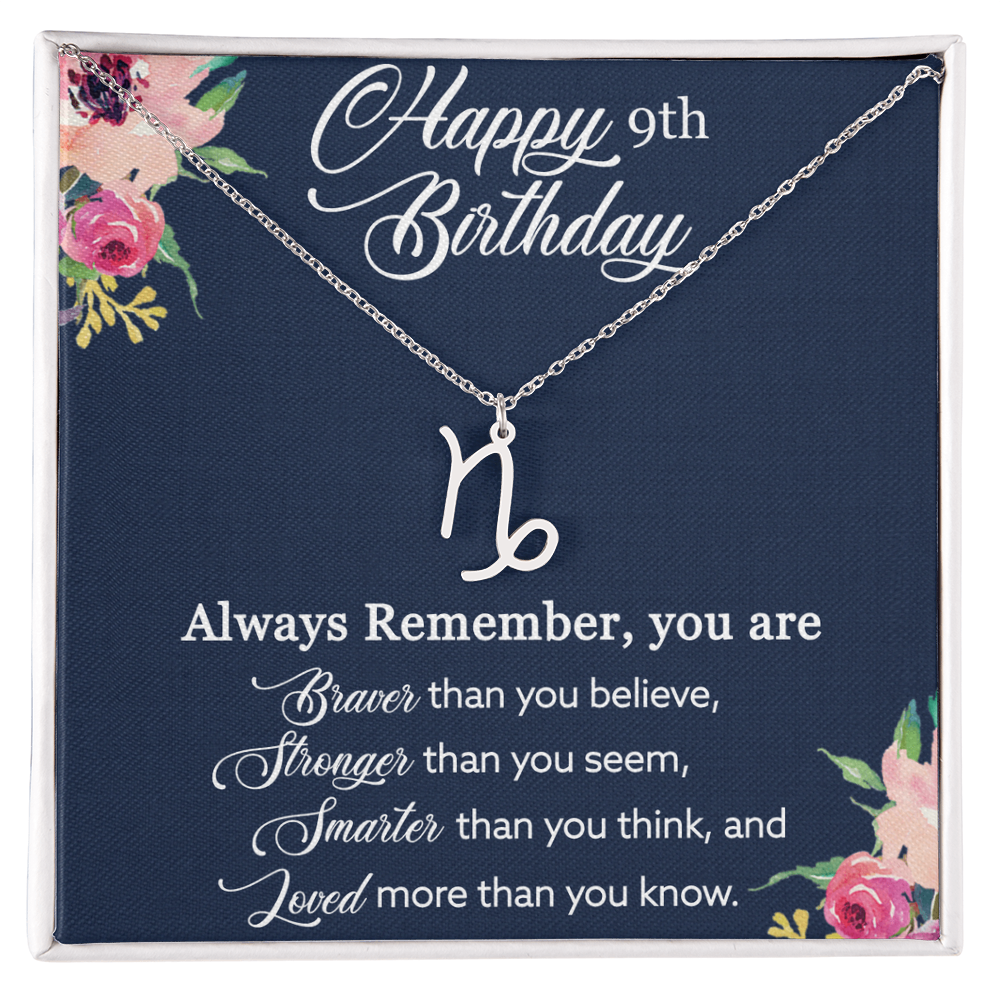 Custom Zodiac Necklace for 9-Year-Old Girl – Personalized Birthday Jewelry Gift from Mom to Daughter – Adjustable Astrological Pendant Necklace with Inspirational Quote, Birthday Gift for Her by Best Gifts 305