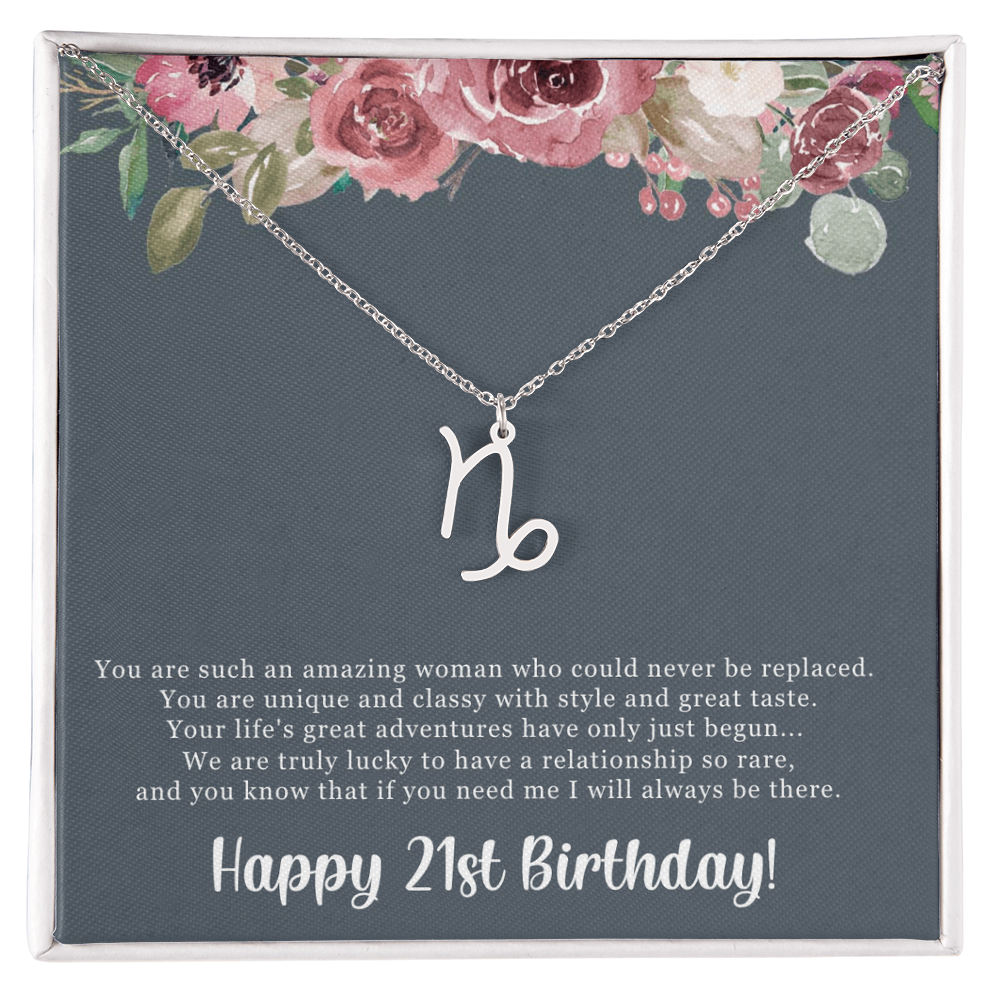 Birthday Gift For Her, Happy 21st Birthday, 21st Birthday, You Are Such An Amazing Woman - Zodiac Name Necklace With Sweet Greeting Card by Best Gifts 305
