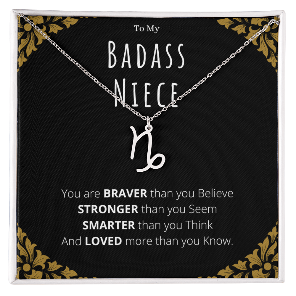Badass Niece Gifts From Uncle Zodiac Name Necklace Christmas Present Birthday Jewelry Gift For Niece by Best Gifts 305
