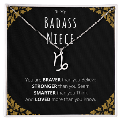 Badass Niece Gifts From Uncle Zodiac Name Necklace Christmas Present Birthday Jewelry Gift For Niece by Best Gifts 305