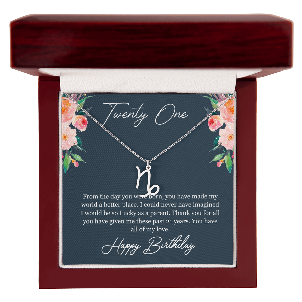 Twenty One Birthday, 21st Birthday, Birthday Gift For Her, You Have All Of My Love - Zodiac Name Necklace With Birthday Greeting Card by Best Gifts 305