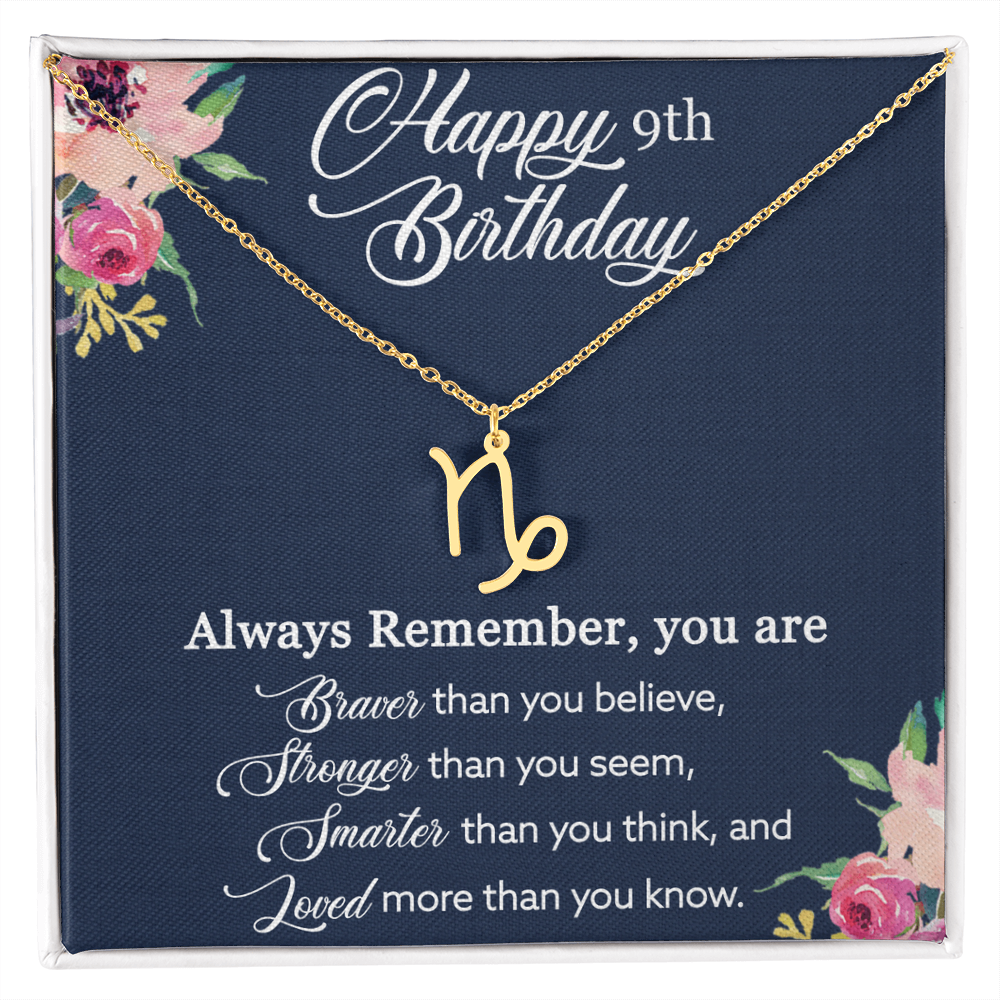 Custom Zodiac Necklace for 9-Year-Old Girl – Personalized Birthday Jewelry Gift from Mom to Daughter – Adjustable Astrological Pendant Necklace with Inspirational Quote, Birthday Gift for Her by Best Gifts 305