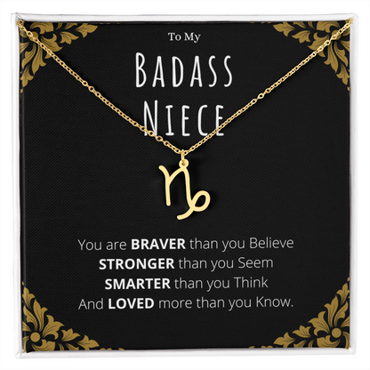 Badass Niece Gifts From Uncle Zodiac Name Necklace Christmas Present Birthday Jewelry Gift For Niece by Best Gifts 305