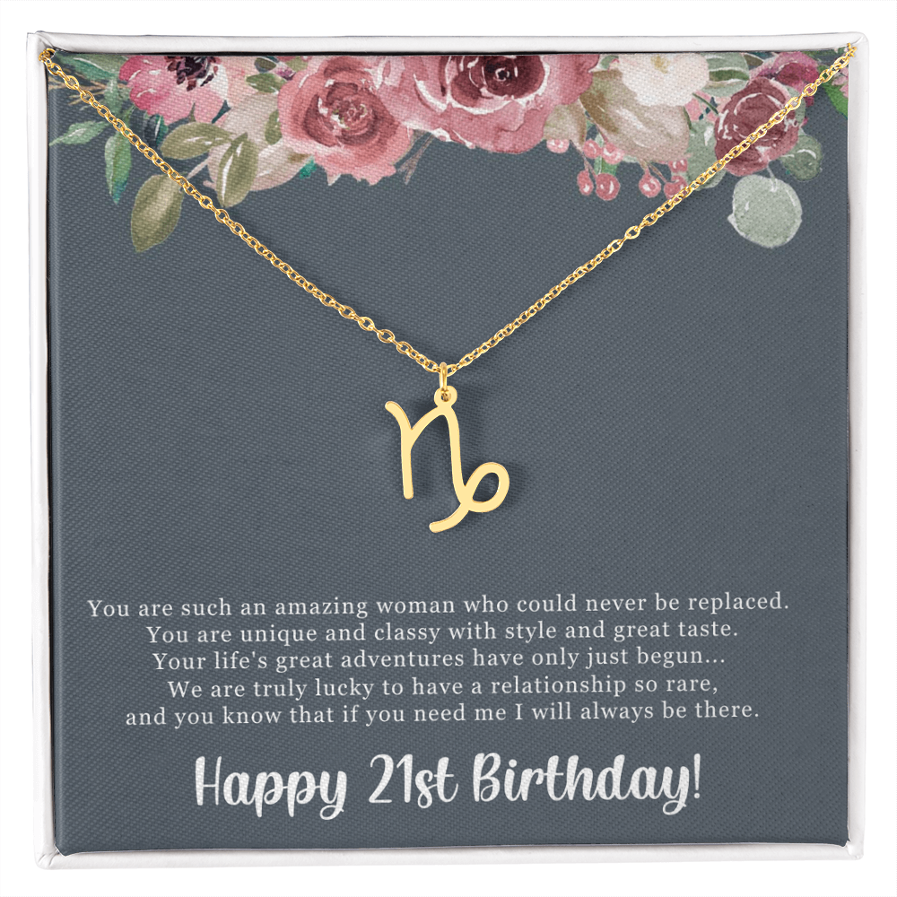 Birthday Gift For Her, Happy 21st Birthday, 21st Birthday, You Are Such An Amazing Woman - Zodiac Name Necklace With Sweet Greeting Card by Best Gifts 305