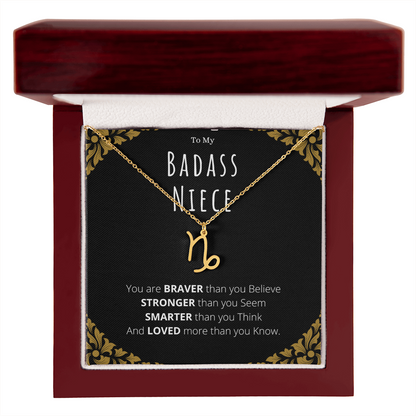 Badass Niece Gifts From Uncle Zodiac Name Necklace Christmas Present Birthday Jewelry Gift For Niece by Best Gifts 305