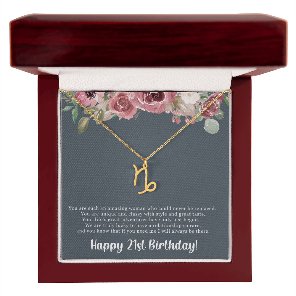 Birthday Gift For Her, Happy 21st Birthday, 21st Birthday, You Are Such An Amazing Woman - Zodiac Name Necklace With Sweet Greeting Card by Best Gifts 305