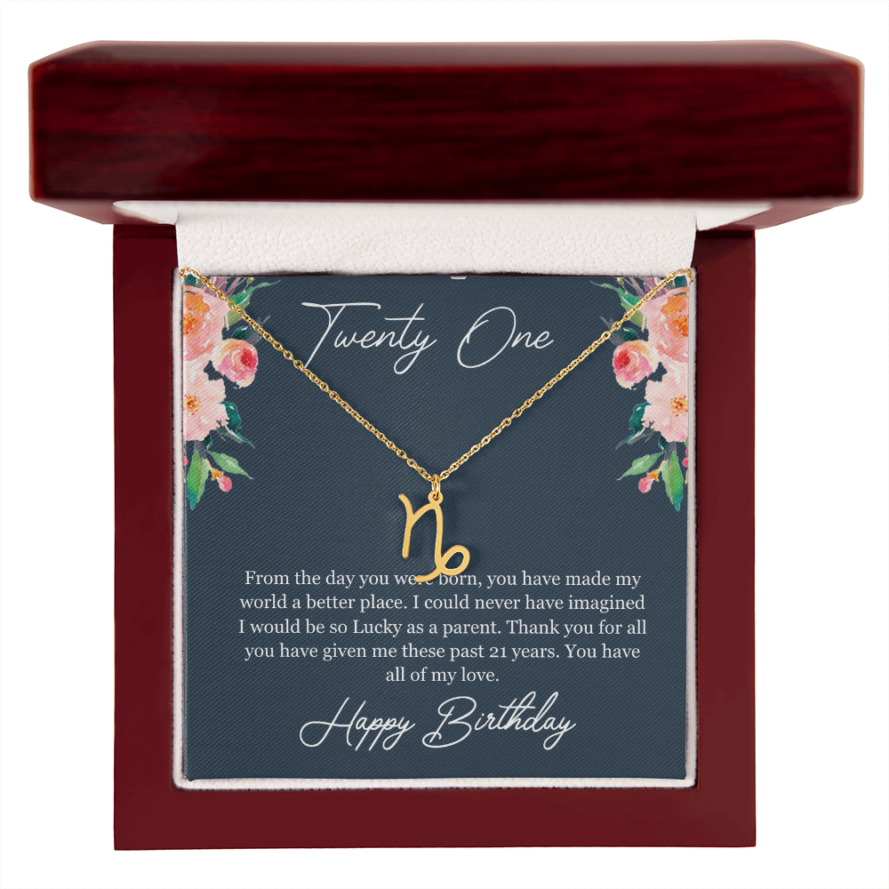 Twenty One Birthday, 21st Birthday, Birthday Gift For Her, You Have All Of My Love - Zodiac Name Necklace With Birthday Greeting Card by Best Gifts 305