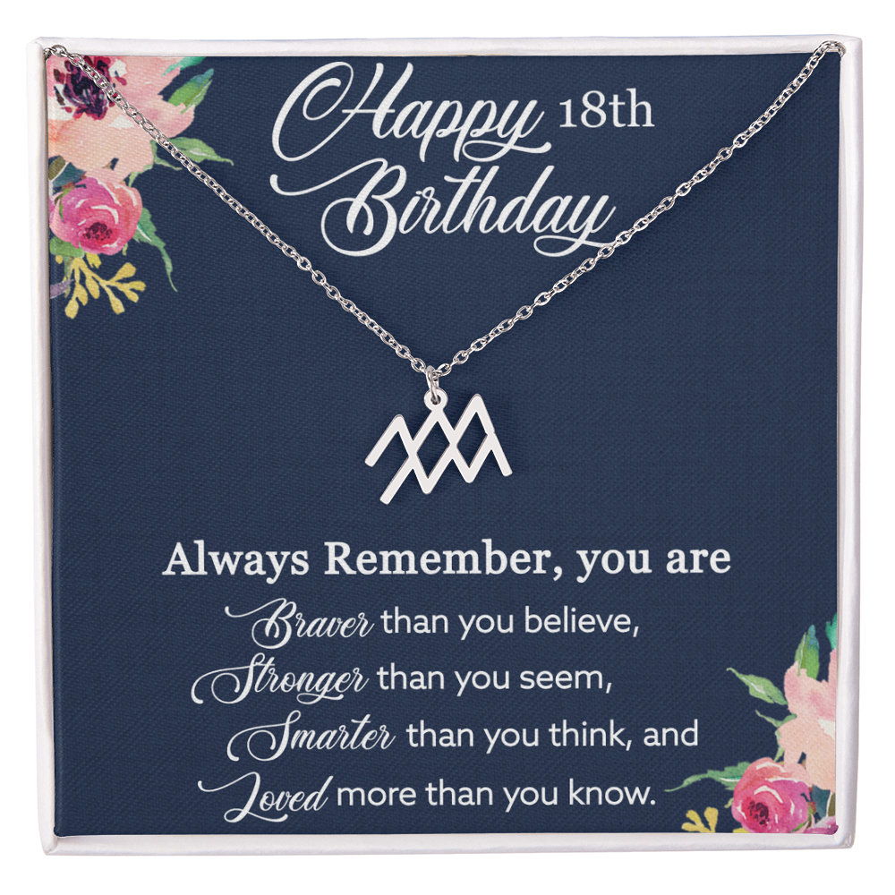 Happy 18th Birthday, Birthday Gift For Women, 18th Birthday Gift, You Are Braver And Loved - Zodiac Name Necklace With Birthday Greeting Card by Best Gifts 305
