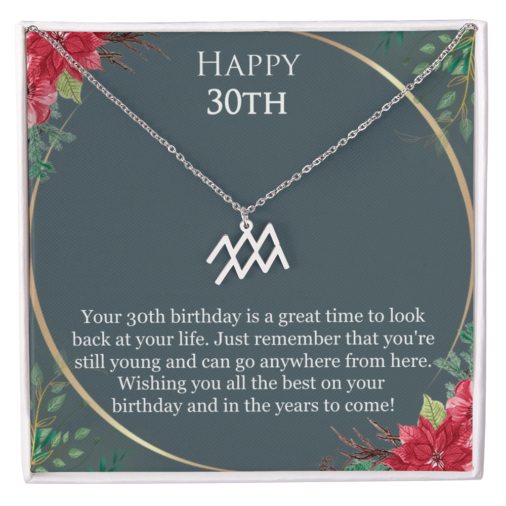 30th Birthday For Her, 30th Birthday Gift Ideas, Happy 30th, Wishing You All The Best - Zodiac Name Necklace With Birthday Greeting Card by Best Gifts 305