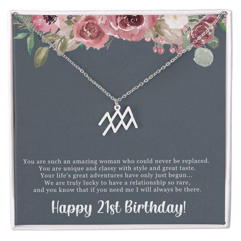 Birthday Gift For Her, Happy 21st Birthday, 21st Birthday, You Are Such An Amazing Woman - Zodiac Name Necklace With Sweet Greeting Card by Best Gifts 305
