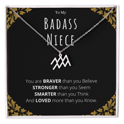 Badass Niece Gifts From Uncle Zodiac Name Necklace Christmas Present Birthday Jewelry Gift For Niece by Best Gifts 305