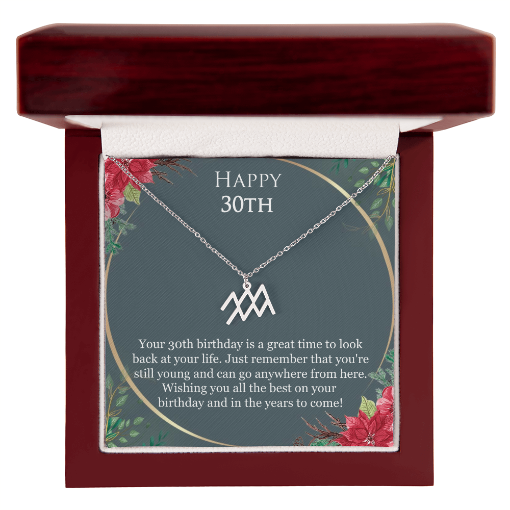 30th Birthday For Her, 30th Birthday Gift Ideas, Happy 30th, Wishing You All The Best - Zodiac Name Necklace With Birthday Greeting Card by Best Gifts 305
