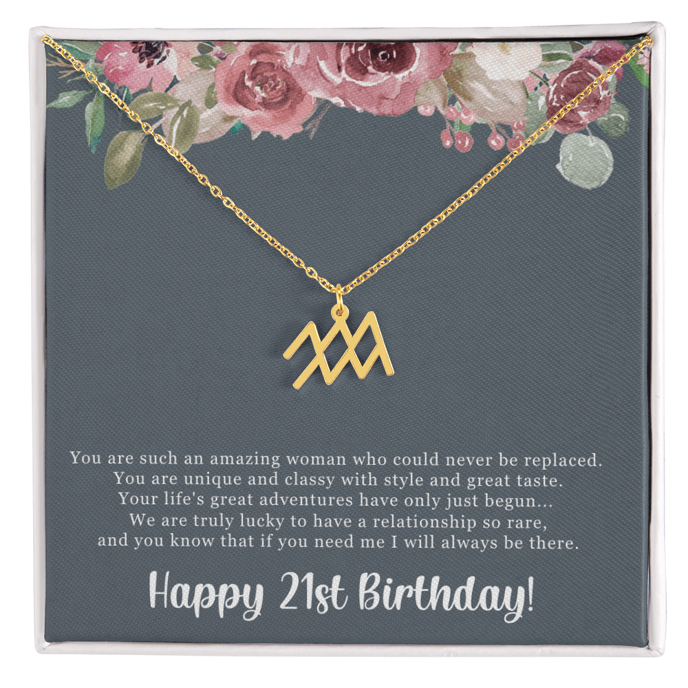 Birthday Gift For Her, Happy 21st Birthday, 21st Birthday, You Are Such An Amazing Woman - Zodiac Name Necklace With Sweet Greeting Card by Best Gifts 305