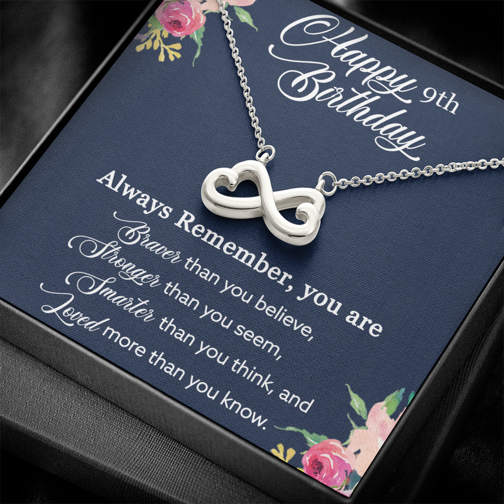 9th Birthday Gifts for Girls – Endless Love Necklace in 14k White Gold or 18k Yellow Gold Finish – Inspirational Jewelry Gift for 9 Year Old Daughter – Birthday Gift from Mom or Dad by Best Gifts 305