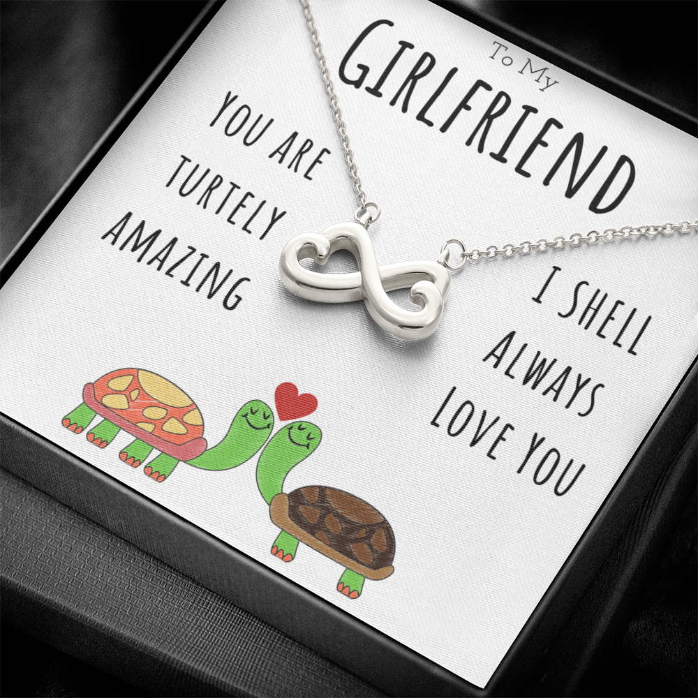 To My Girlfriend Funny Turtle Message Card Jewelry Endless Love Necklace Gift From Boyfriend, Cute Turtle Animal Pun Birthday Gift For Girlfriend, Anniversary Present For Her by Best Gifts 305