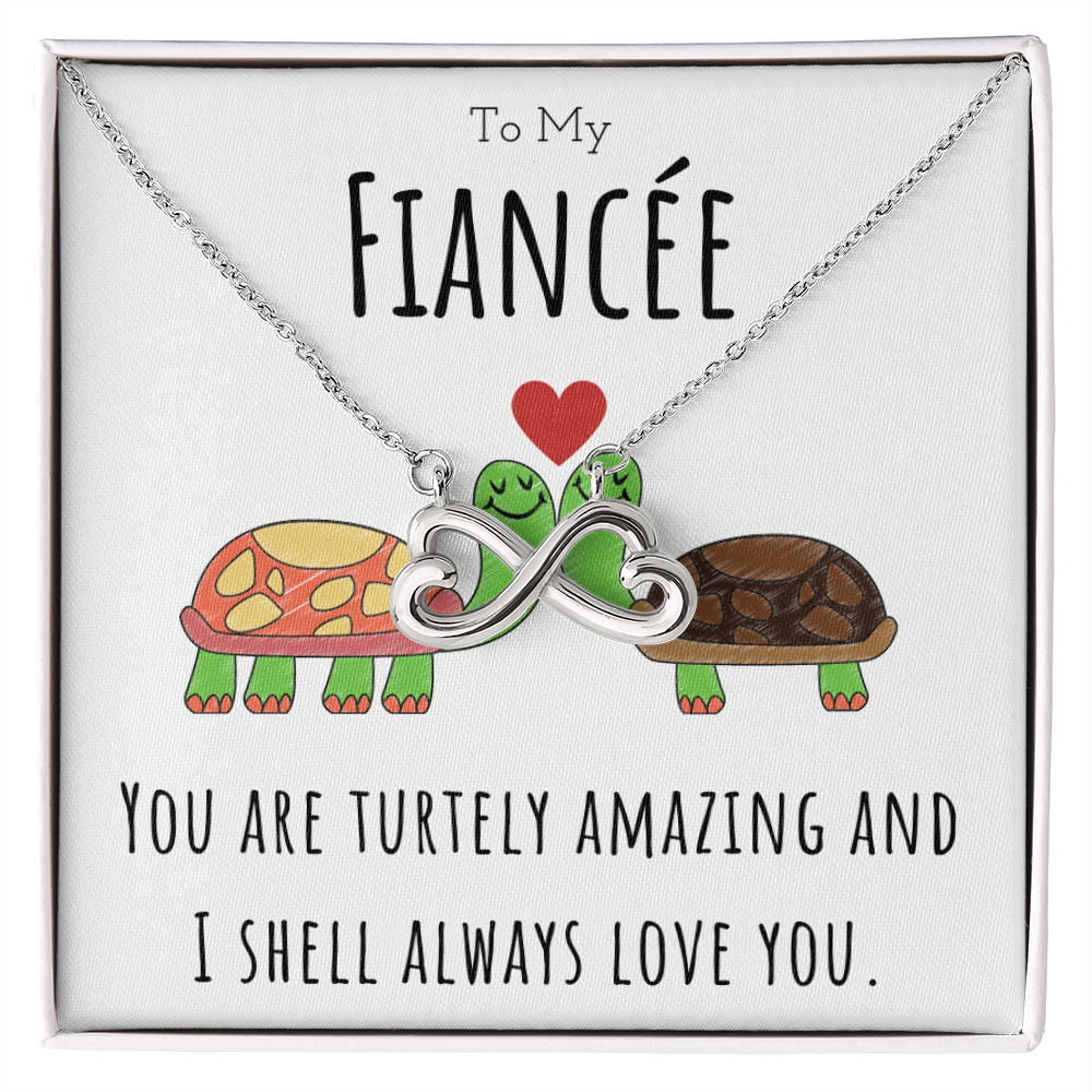 To My Fiancée Funny Turtle Message Card Jewelry Endless Love Necklace Gift From Fiancé, Cute Turtle Animal Pun Birthday Gift For Fiancée, Anniversary Present For Her by Best Gifts 305