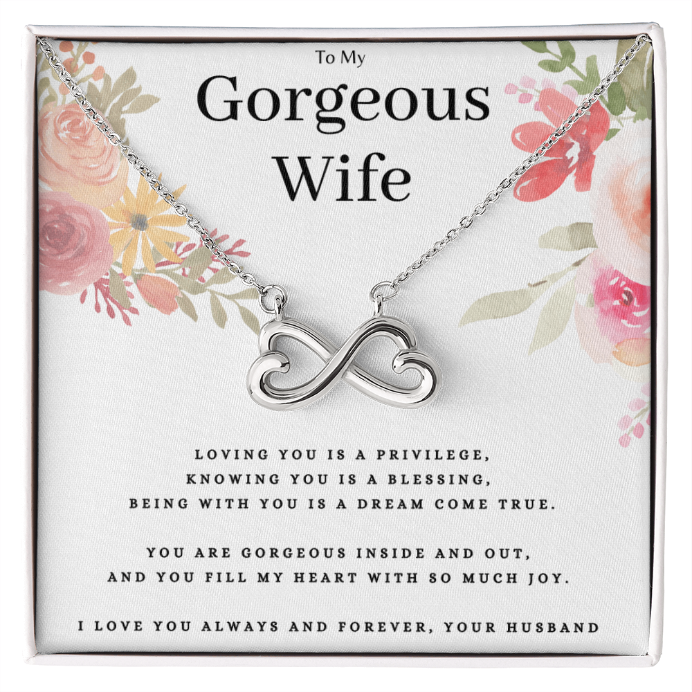 Anniversary Present For Gorgeous Wife, Endless Love Necklace Birthday Jewelry Message Card Gift From Husband, Lovely Valentines Day Necklace Present For Wife, Wife Mothers Day Gift by Best Gifts 305