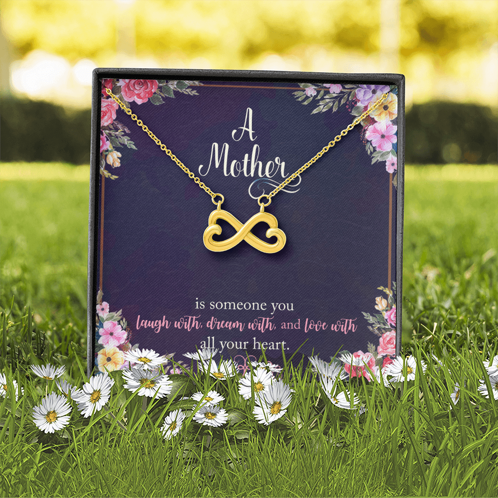 Endless Love Necklace for Mom - Heart-Shaped Infinity Pendant in 14k White Gold or 18k Yellow Gold Finish - Thoughtful Gift for Mother's Day, Birthday, or Any Special Occasion