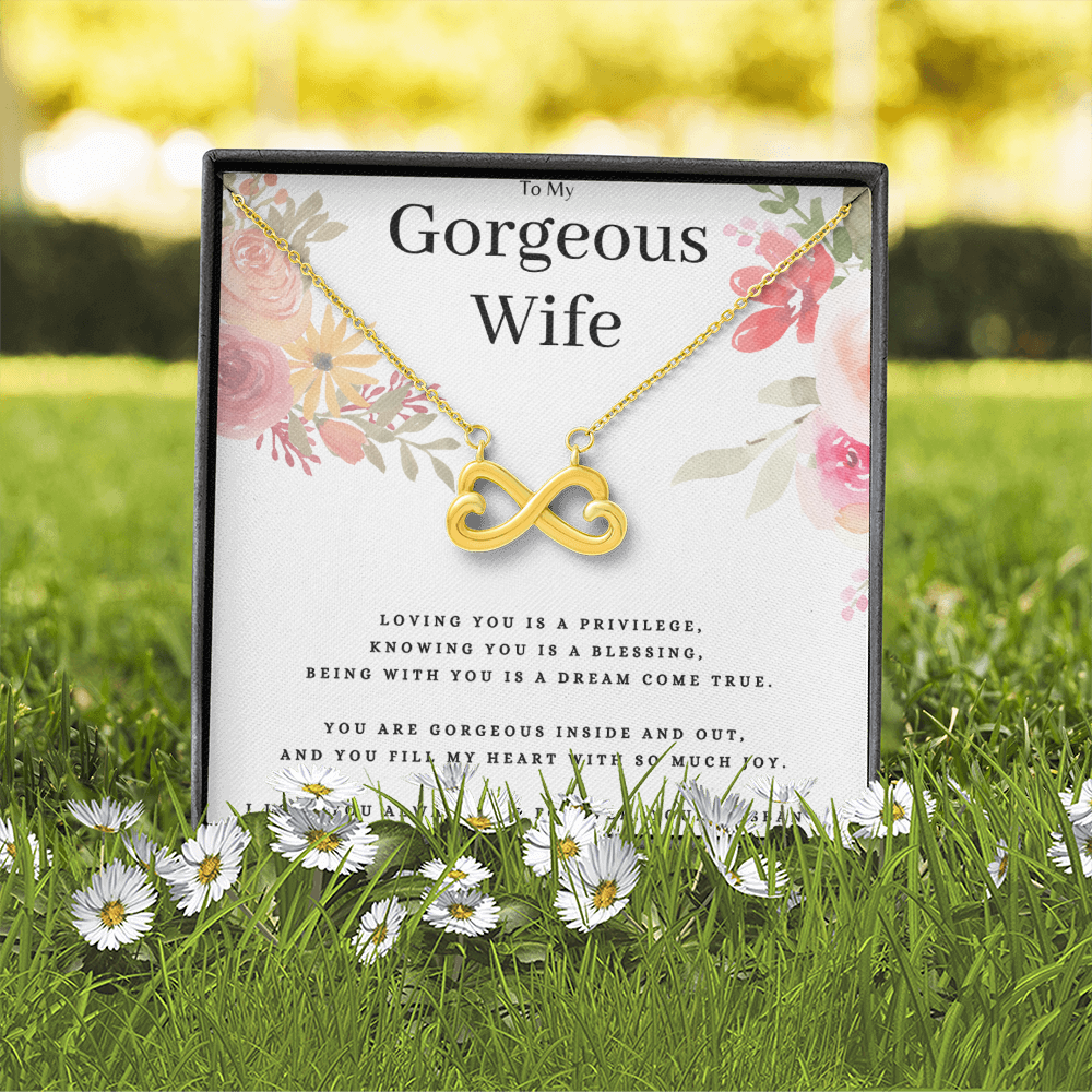 Anniversary Present For Gorgeous Wife, Endless Love Necklace Birthday Jewelry Message Card Gift From Husband, Lovely Valentines Day Necklace Present For Wife, Wife Mothers Day Gift by Best Gifts 305