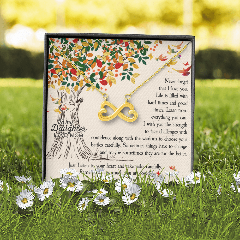 To My Daughter Infinity Heart Necklace Gift from Mom – Inspirational Jewelry for Her Strength & Love