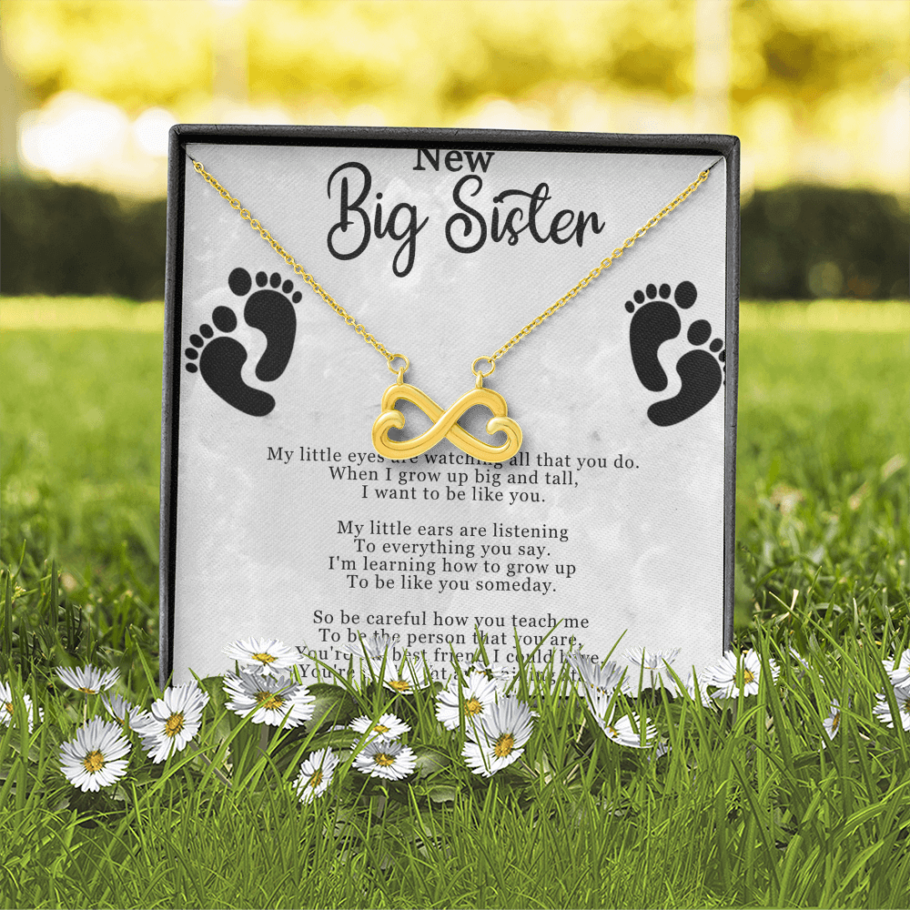 New Big Sister Infinity Necklace – Heart Infinity Pendant Gift for Big Sister from Little Sister