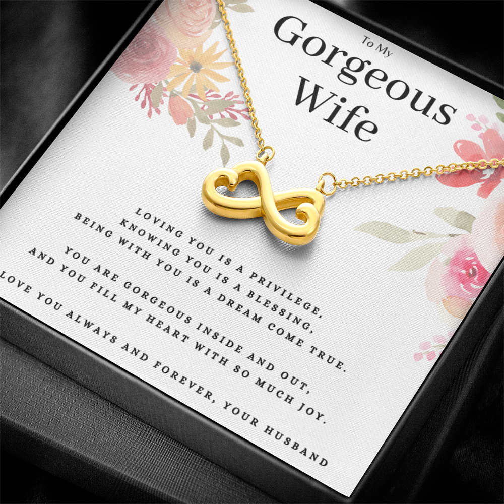 Anniversary Present For Gorgeous Wife, Endless Love Necklace Birthday Jewelry Message Card Gift From Husband, Lovely Valentines Day Necklace Present For Wife, Wife Mothers Day Gift by Best Gifts 305