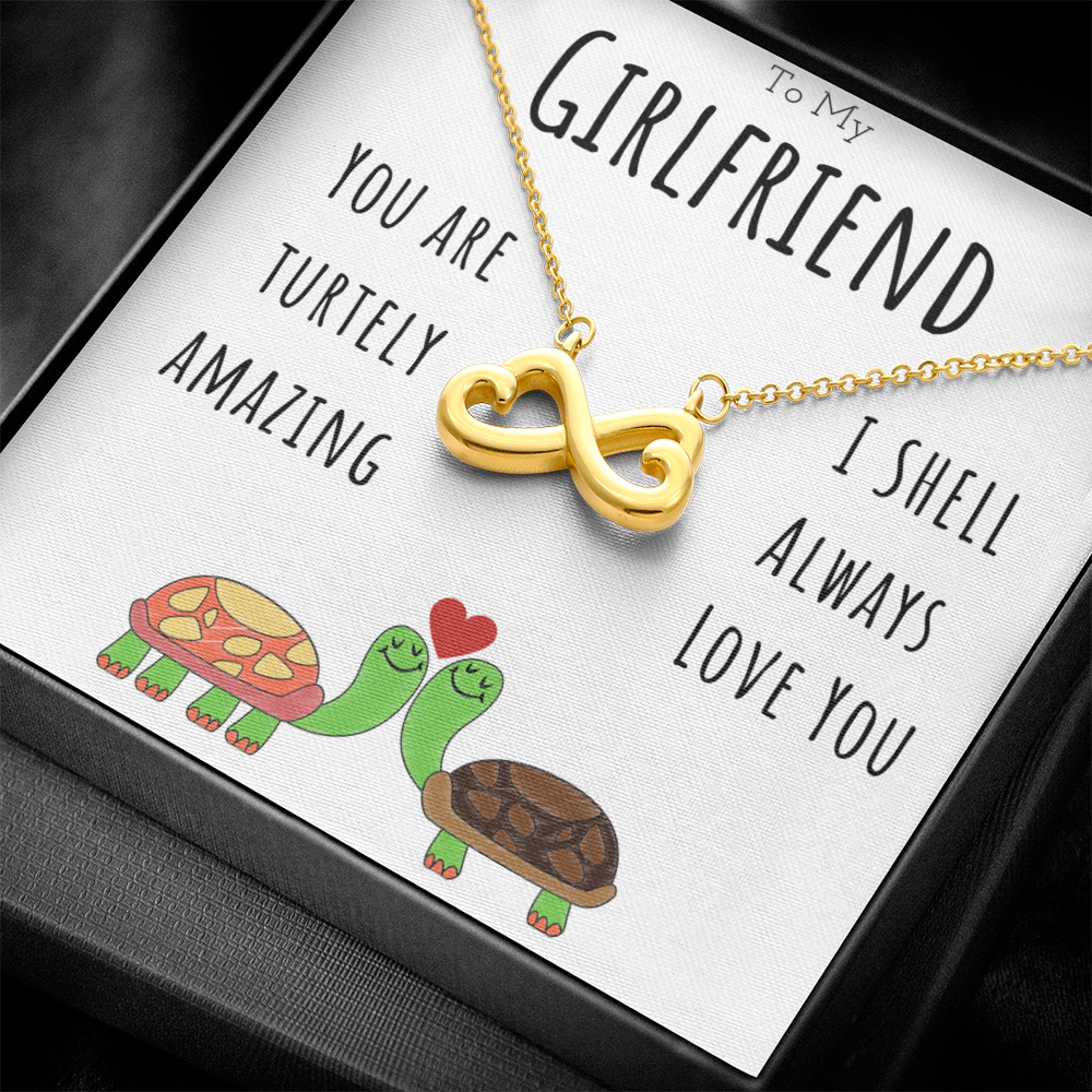 To My Girlfriend Funny Turtle Message Card Jewelry Endless Love Necklace Gift From Boyfriend, Cute Turtle Animal Pun Birthday Gift For Girlfriend, Anniversary Present For Her by Best Gifts 305
