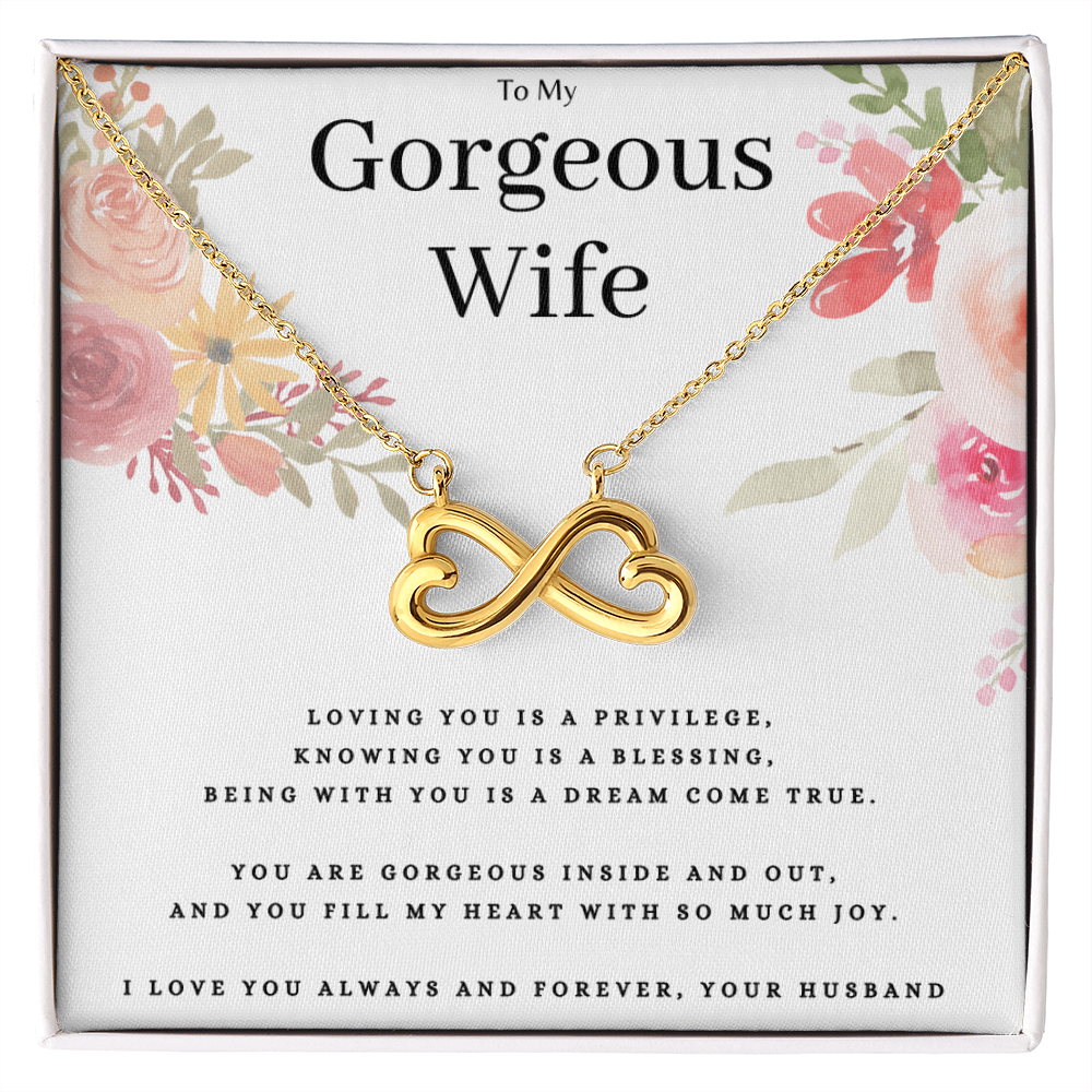 Anniversary Present For Gorgeous Wife, Endless Love Necklace Birthday Jewelry Message Card Gift From Husband, Lovely Valentines Day Necklace Present For Wife, Wife Mothers Day Gift by Best Gifts 305