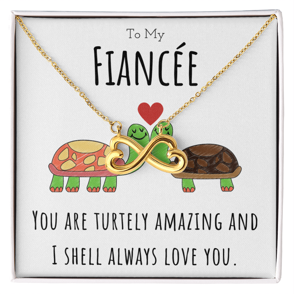 To My Fiancée Funny Turtle Message Card Jewelry Endless Love Necklace Gift From Fiancé, Cute Turtle Animal Pun Birthday Gift For Fiancée, Anniversary Present For Her by Best Gifts 305