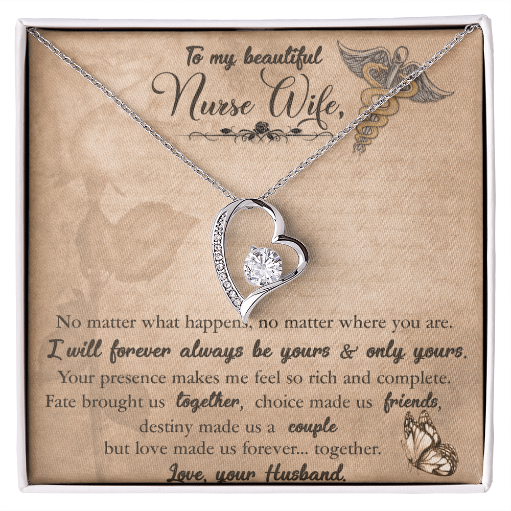 To My Beautiful Nurse Wife, Forever Love Necklace From Husband, Nurse Wife Jewelry, Gift For Nurse Wife, Nurse Wife Birthday Gift