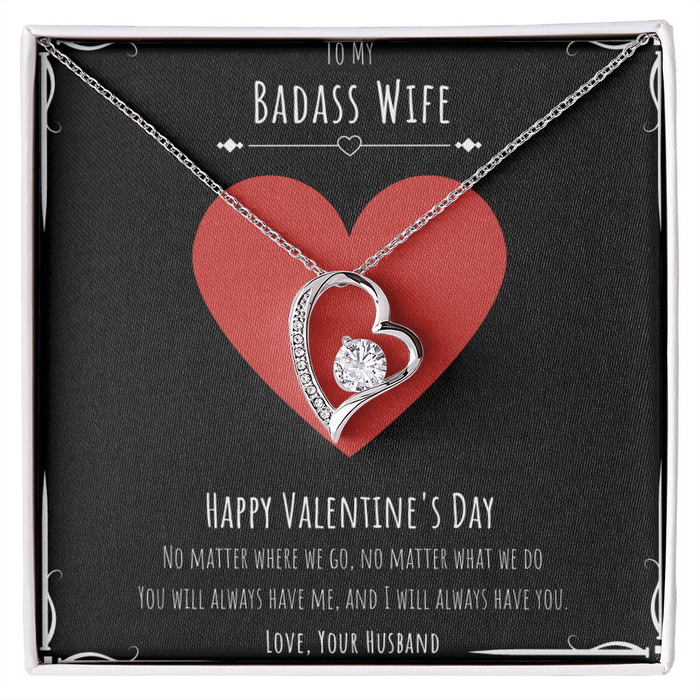 Badass Wife Valentines Day Gift Forever Love Necklace Message Card Gift From Husband, Wife Birthday Anniversary Jewelry Present by Best Gifts 305