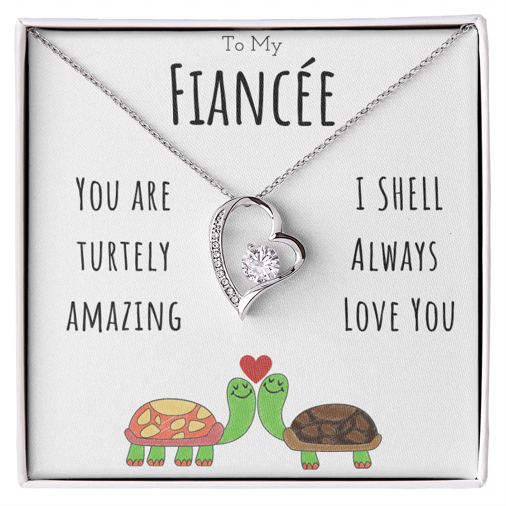 To My Fiancée Funny Turtle Message Card Jewelry Forever Love Necklace Gift From Fiancé, Cute Turtle Animal Pun Birthday Gift For Fiancée, Anniversary Present For Her by Best Gifts 305