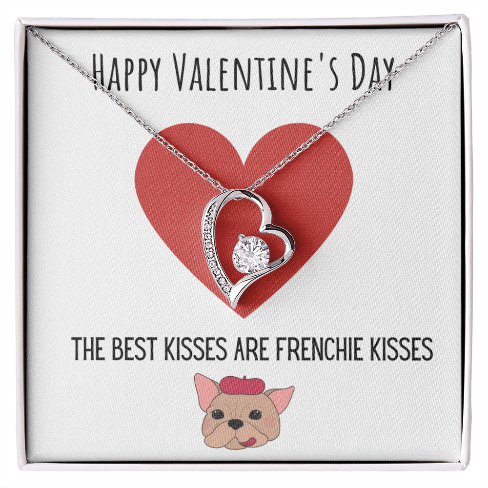 Funny Dog Lover Valentines Day Forever Love Necklace Jewelry Gift For Her, Funny French Bulldog V-Day Present From Him, Cute Valentine's Day Message Card Jewelry, Best Frenchie Kisses by Best Gifts 305