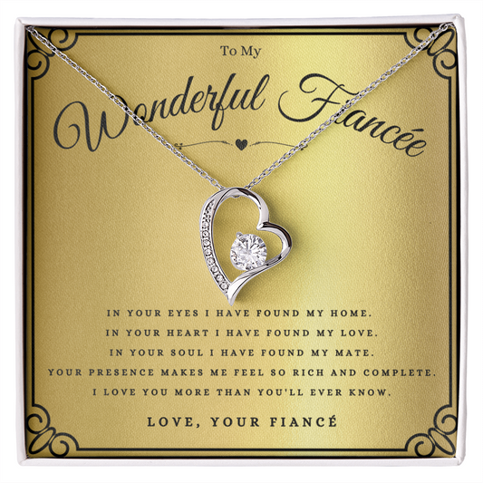 To My Wonderful Fiancée Forever Love Necklace Gift For Fiancée Anniversary, Fiancée Valentines Day Message Card Christmas Present From Fiancé, Fiancée Birthday Jewelry Gift by Best Gifts 305