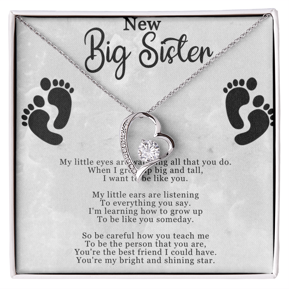 Big Sister Gift From New Baby, New Big Sister Jewelry, New Big Sister Gift, I Want To Be Like You - Forever Love Necklace With Message Card