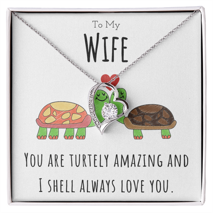 To My Wife Funny Turtle Message Card Jewelry Forever Love Necklace Gift From Husband, Cute Turtle Animal Pun Birthday Gift For Wife, Anniversary Present For Her by Best Gifts 305