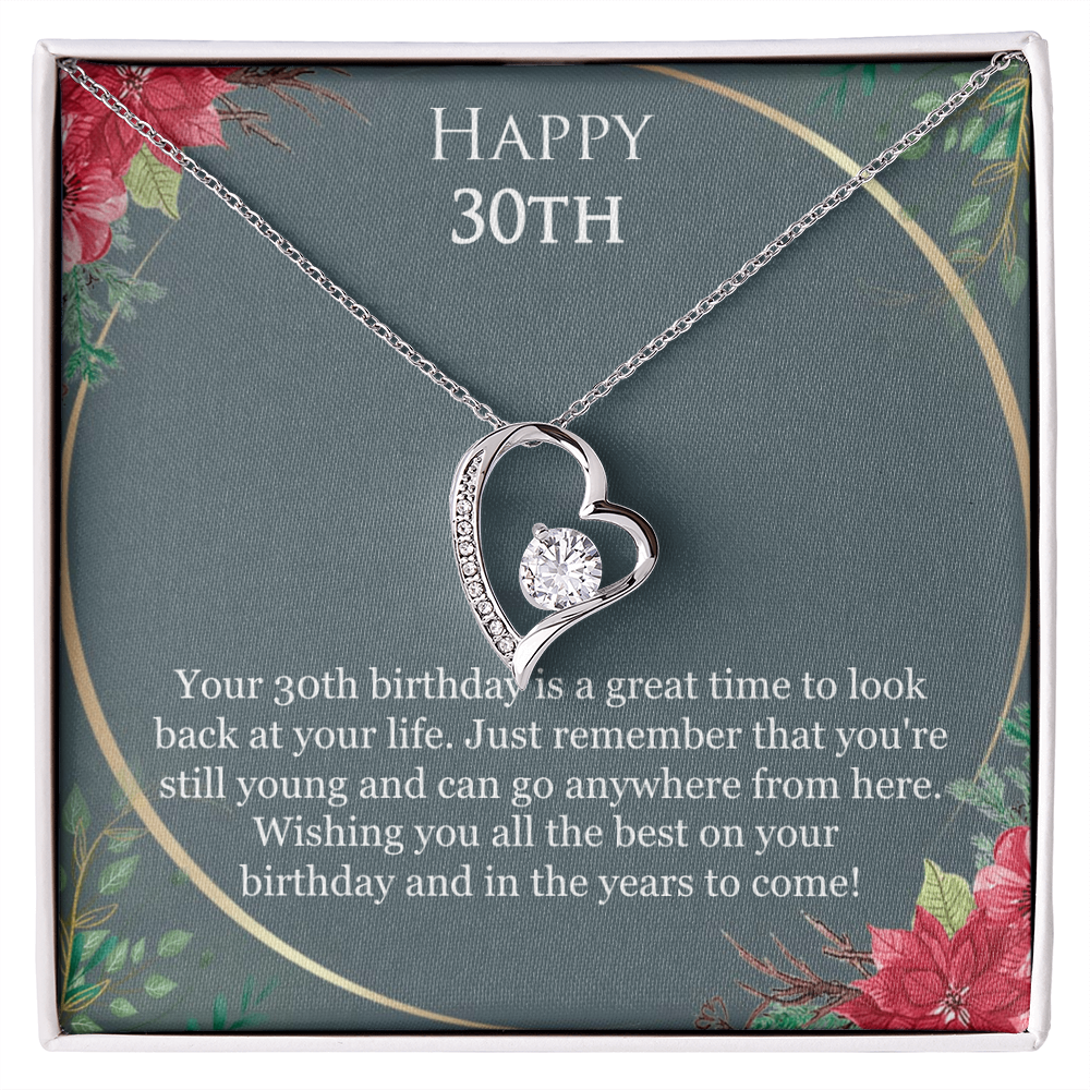 30th Birthday For Her, 30th Birthday Gift Ideas, Happy 30th, Wishing You All The Best - Forever Love Necklace With Birthday Greeting Card by Best Gifts 305